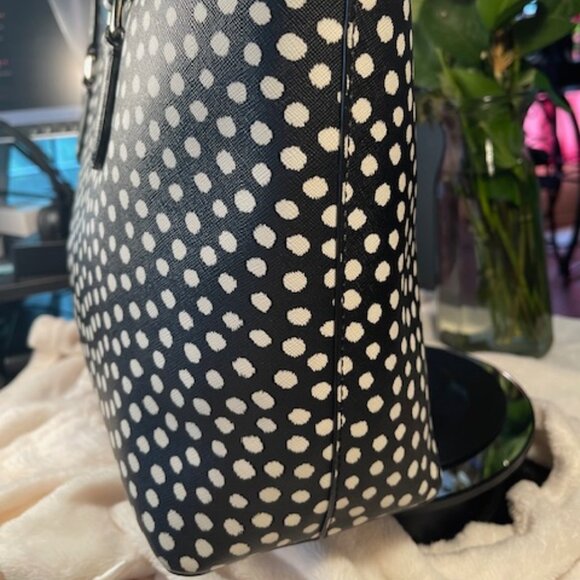 KATE SPADE, EUC LEATHER POLKA DOT TOTE BAG - Picture 3 of 9